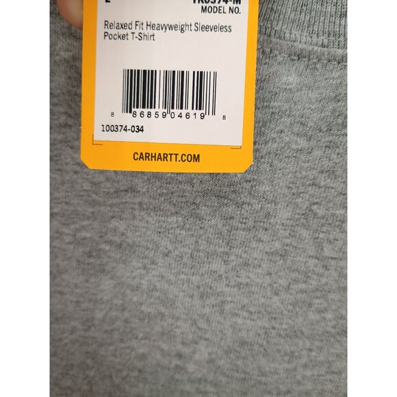 Carhartt Mens Relaxed Fit Heavyweight Sleeveless Pocket T-Shirt‎ Gray Size L - Picture 6 of 7